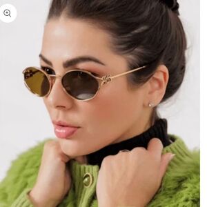 Flash Sale! MIU MIU MU52YS 70E01T 54 Metal Oval Gold SUNGLASSES